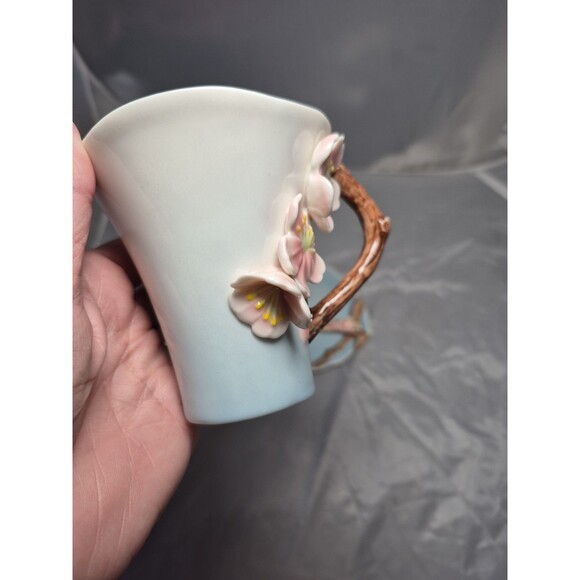 Two’s Company 3D Cherry Blossom Cup & Saucer Set. Porcelain Floral Cute Gift. - Picture 2 of 11
